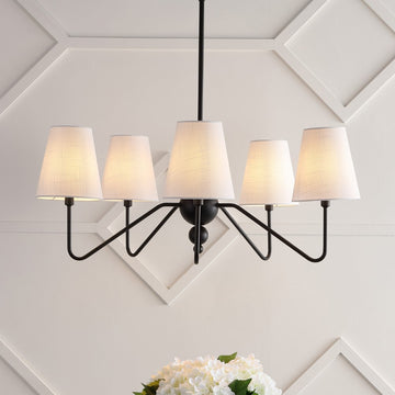 Skylar 32" 5-Light Classic Minimalist Iron Inverted Gourd LED Chandelier - JONATHAN Y
